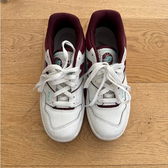 New Balance - Men's 550 Sneakers in White & Burgundy - Picture 2 of 7